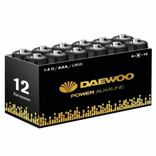 Элемент питания алкалиновый AAA/LR03 1.5В Power Alkaline Pack-12 (уп.12шт) DAEWOO 5042100 алкалиновая батарейка daewoo lr03 power alkaline pack 12