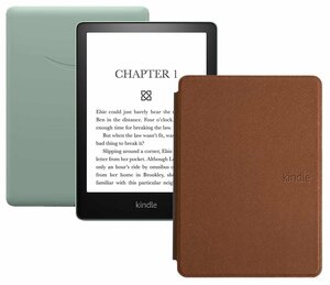 Электронная книга Amazon Kindle PaperWhite 2021 16Gb Ad-Supported Agave Green с обложкой ReaderONE PaperWhite 2021 Brown