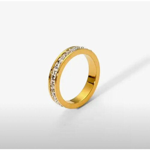 Кольцо Двойное, циркон, размер 17.1, бесцветный, желтый стильное двойное ретро кольцо размер 17 kalinka