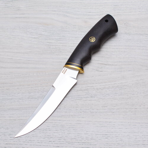 фото Нож туристический охотник 95х18 (кованая сталь) полированный латунь черный граб ножи lemax (лемакс)