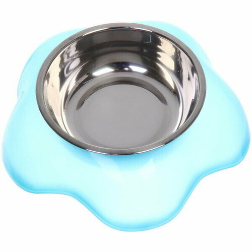 Миска пластиковая с металлической чашкой «Цветок» 16,5*4,2см цвет голубой/150 и 200мл миска пластиковая с металлической чашкой классик 16 5см цвет голубой