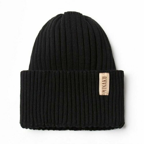 фото Шапка бини шапка женская minaku "бини" цвет черный, размер 56-58, размер 56, черный promarket