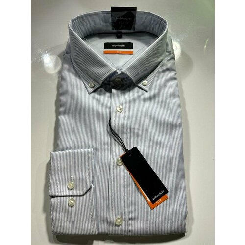 фото Рубашка seidensticker, размер 40 ворот ,размер m, белый, голубой