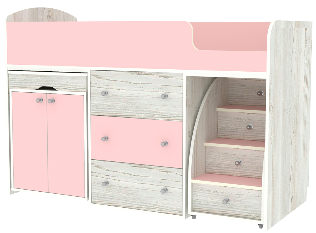 фото Кровать чердак Малыш Винтерберг Розовый