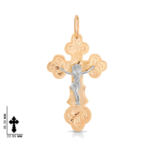 Крестик Goldika Крест из золота 54063705, комбинированное золото, 585 проба
