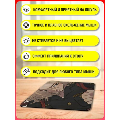 Коврик для мыши с принтом аниме Токийские мстители Манджиро, Кен, Баджи, Казутора - 7785