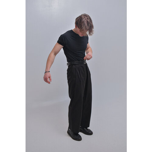 Шаровары POGARTI Широкие брюки с защипами, размер S, черный