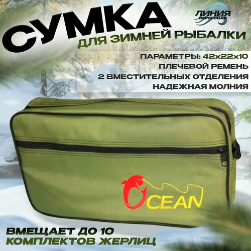 фото Сумка для зимней рыбалки ocean жерлиц / 42x22x10 / зеленая state fishing
