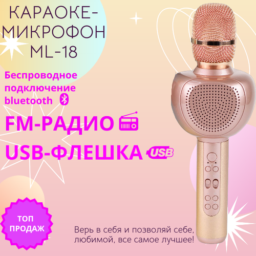 Беспроводной микрофон с колонкой ML-18 Розовый