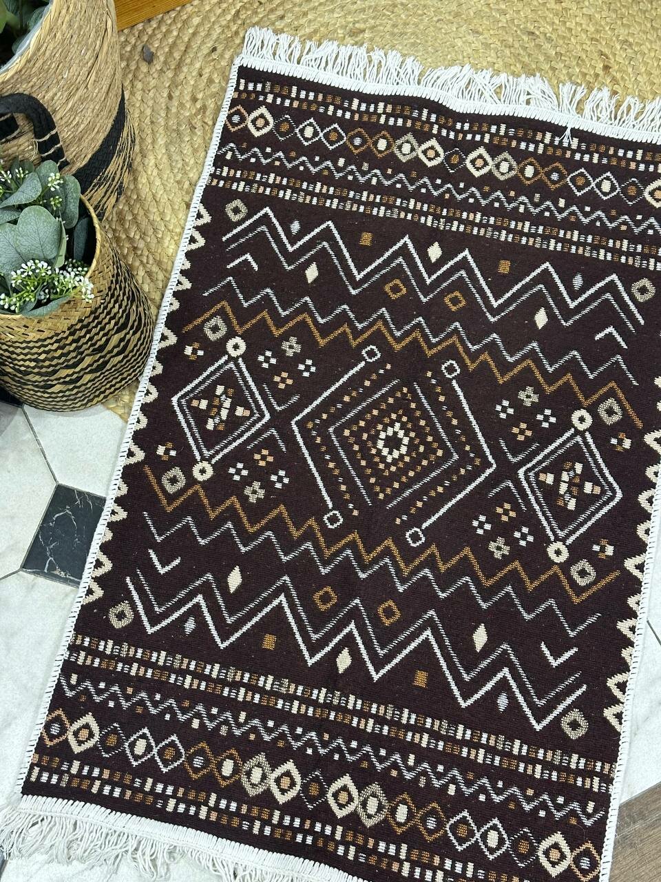 фото Хлопковый двусторонний ковер размером 60x90