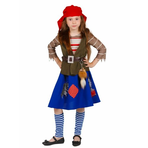 Карнавальный костюм детский Разбойница Лесная карнавальный костюм цыганка косынка блузка юбка пояс цвет красный обхват груди 64 см рост 122 см