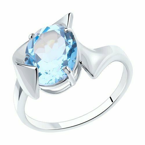 фото Кольцо яхонт, серебро, 925 проба, топаз, размер 17, голубой яхонт ювелирный