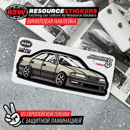Изображение товара Виниловая наклейка машинка Toyota Mark 2 бежевый 15х5.6