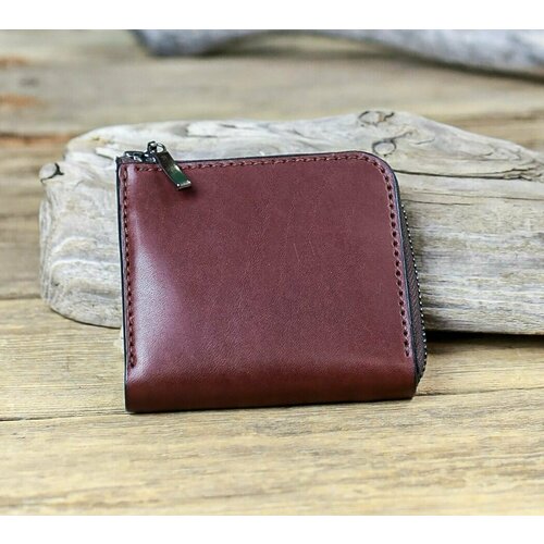 фото Кошелек kabra craft мини-зиппер, фактура гладкая, бордовый