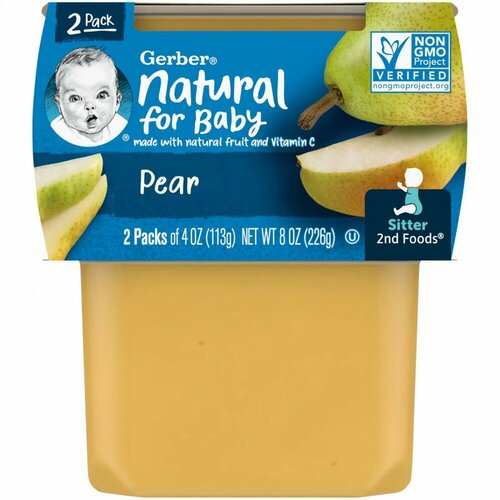 Gerber, Natural for Baby, 2nd Foods, груша, 2 пакетика по 113 г (4 унции)