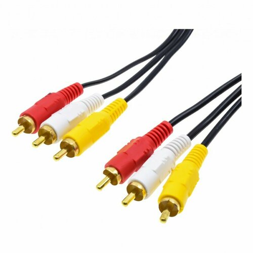 Кабель 3RCA (тюльпан)-3RCA (тюльпан) 3 м, черный кабель 3rca 3rca тюльпан 3 тюльпан3 3 метра