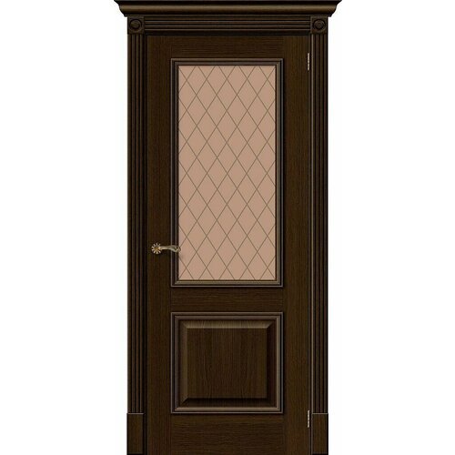 Дверь Вуд Классик-13 / Цвет Golden Oak / Стекло Bronze Сrystal / Двери Браво