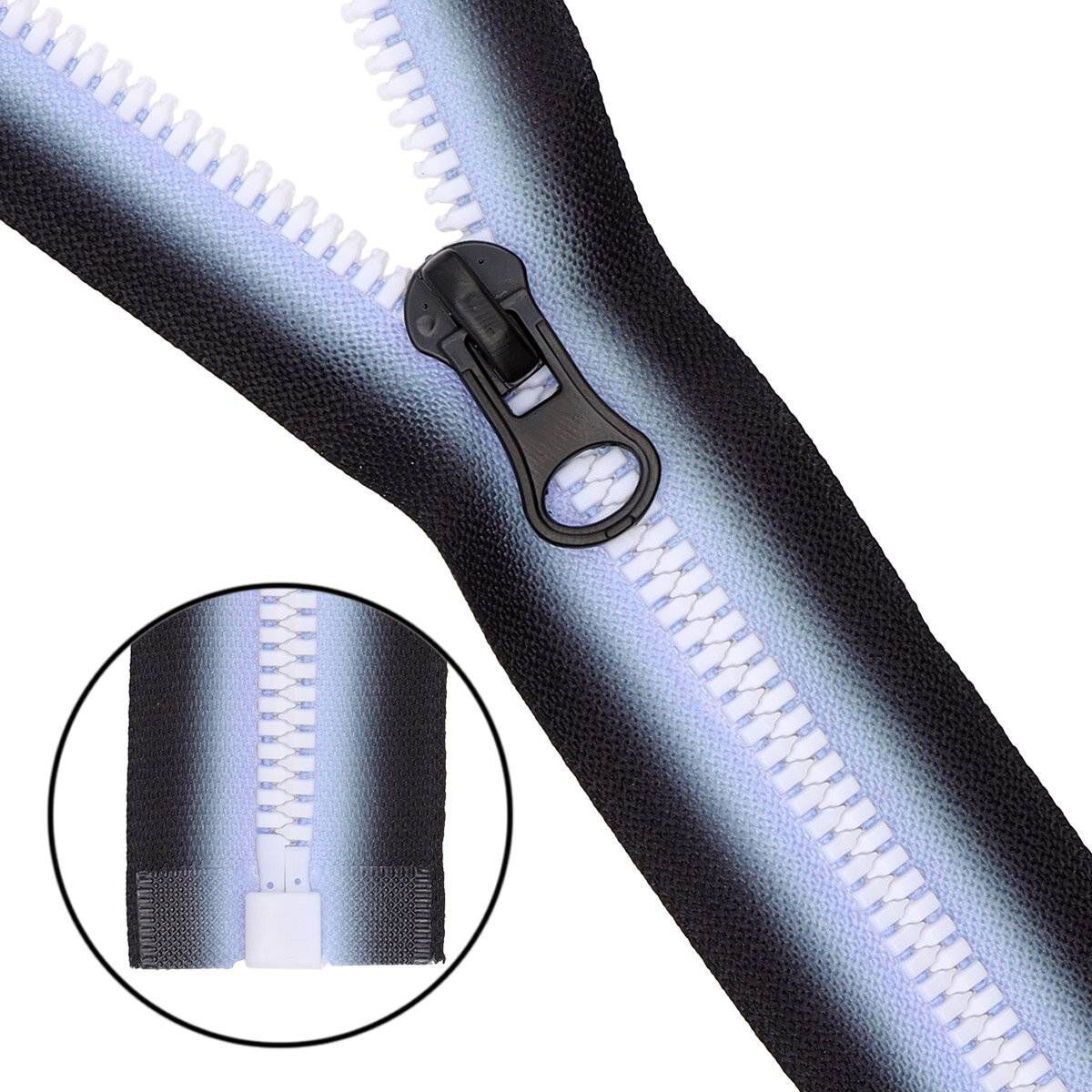 Молния 'трактор' T5, автомат, 1 замок, декоративное звено, 60 см (белый/голубой меланж), 5 шт