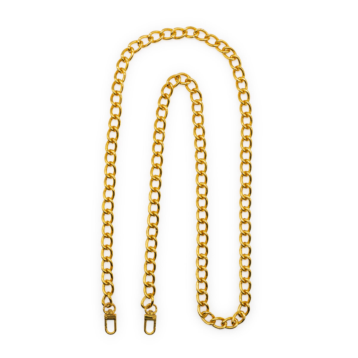 Цепочка для сумки с карабинами 120 см, крупное звено 18*11,8 мм (золото)