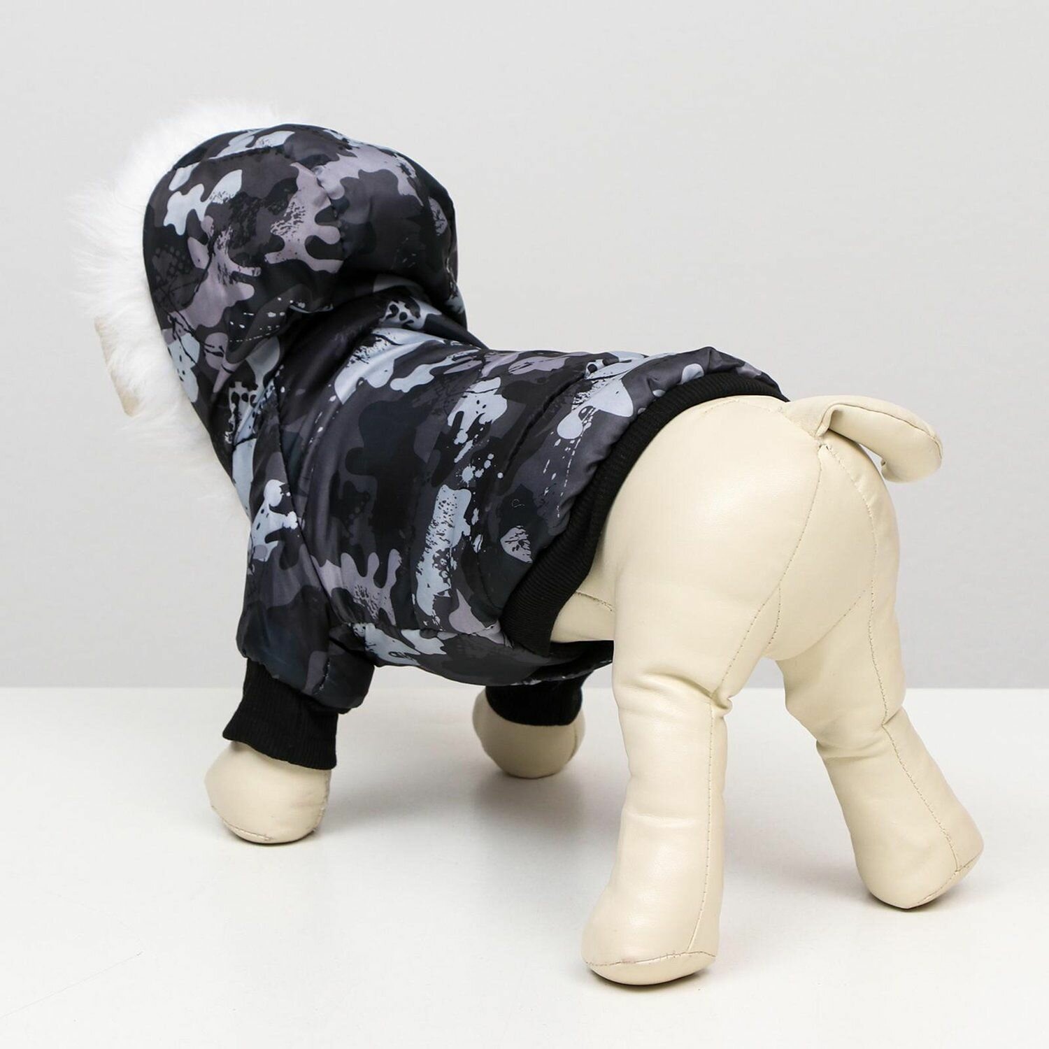 Куртка для собак Sima-Land с капюшоном и мехом размер М камуфляжная - фотография № 5