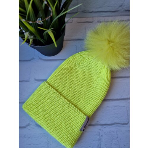 Шапка бини Basketknitted Rocket hat, размер 53-55, желтый вязаная шапка с заострённой макушкой sevenext