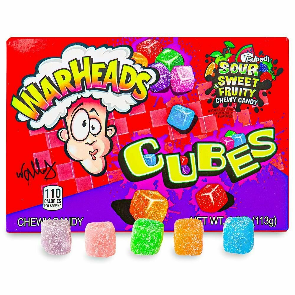 Жевательный мармелад Warheads Cubes Chewy Candy / Вархедс Кислые Кубики со вкусом сладких фруктов, 113 гр. (США)