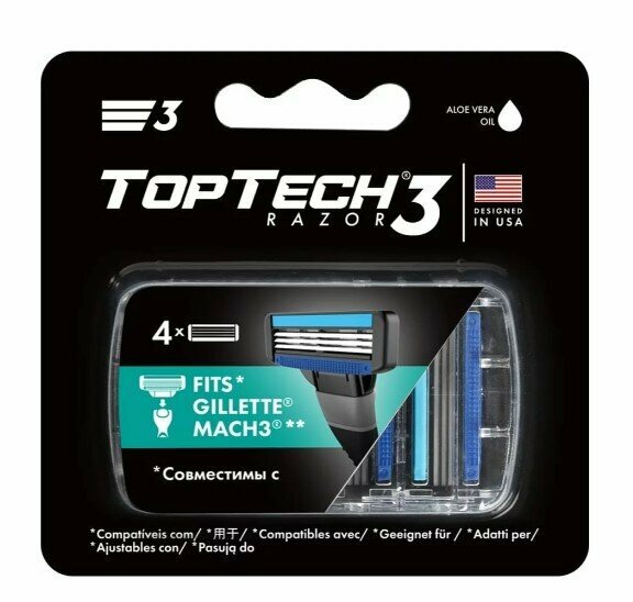 Сменные кассеты TopTech Razor 3 мужские 4 шт