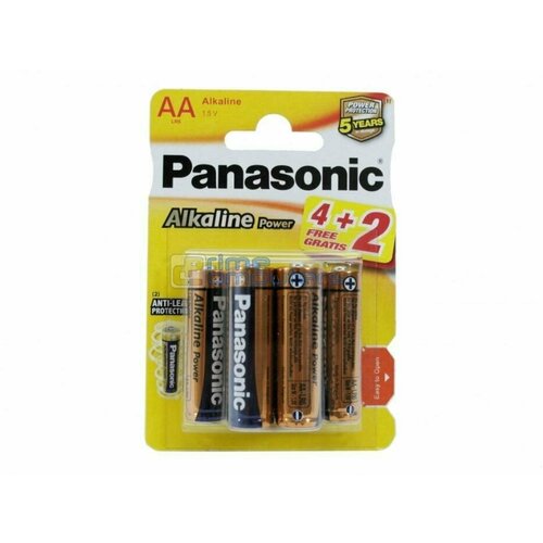 Батарейки Panasonic Alkiline power AA щелочные 6 шт батарейки panasonic aa alkaline power 12 штук