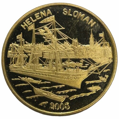 Северная Корея 20 вон 2003 г. (Известные корабли - Пароход Helena Sloman) (Proof) 2003 монета северная корея 2003 год 2 воны че по футболу австрия швейцария 2008 цветная серебро