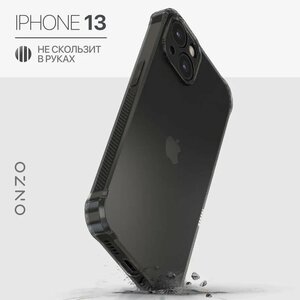 Противоударный чехол для iPhone 13 / Силиконовый чехол на Айфон 13 с усиленными углами, темно-прозрачный