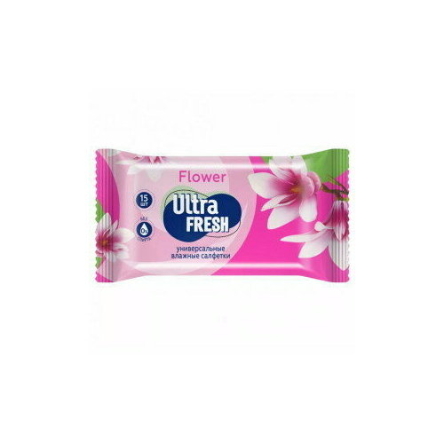 Cалфетки влажные ULTRA FRESH «Flower» 15шт салфетки влажные ultra fresh antibacteriall 72