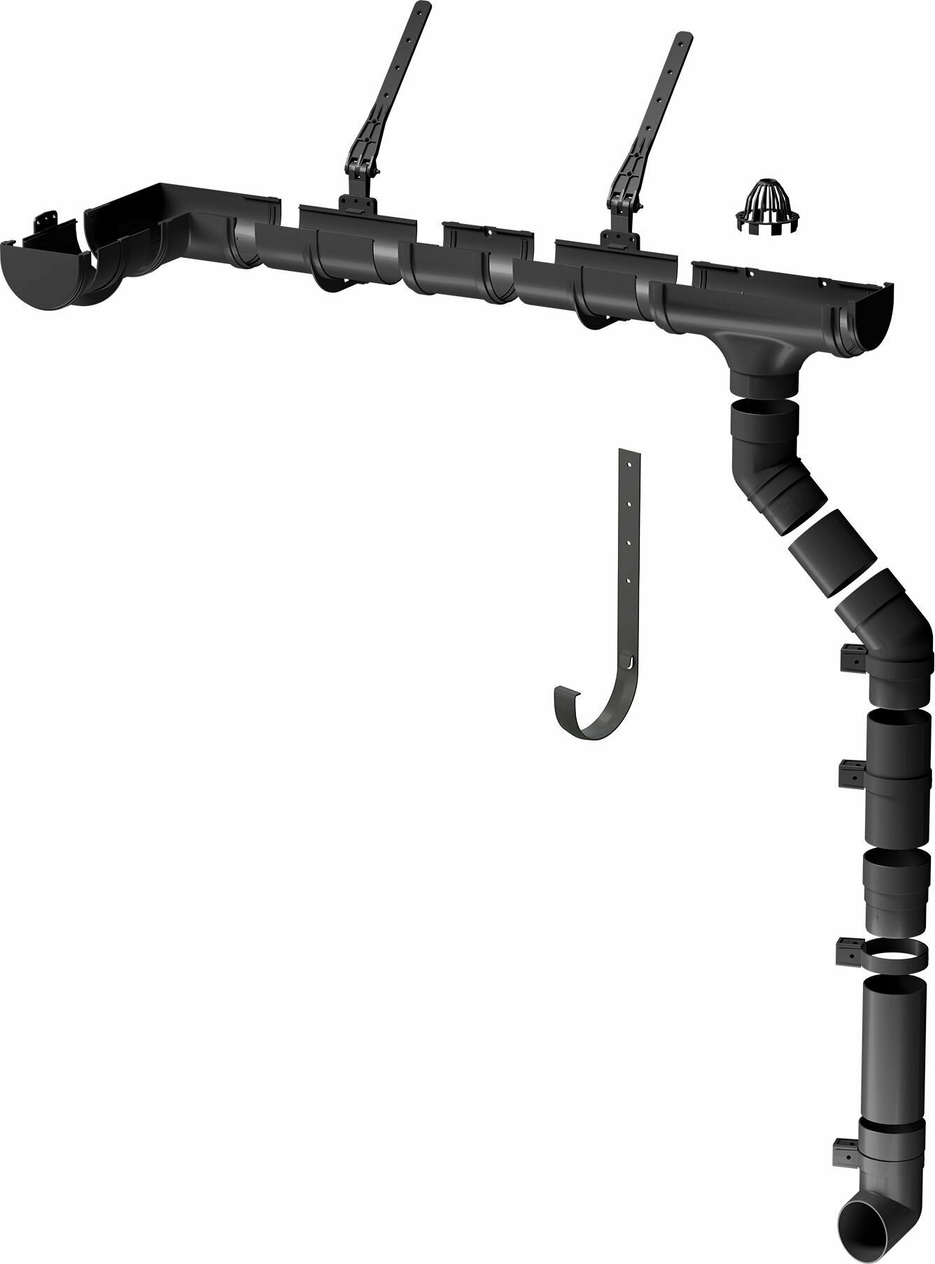 Соединитель желобов Docke PREMIUM для водосточной системы, пластиковый, цвет графит, 2 шт. — фото 1