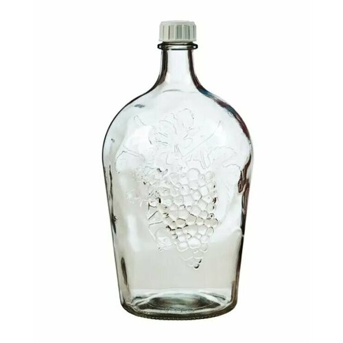 Бутыль 5 л, с пластиковой крышкой, рисунок виноградная лоза.