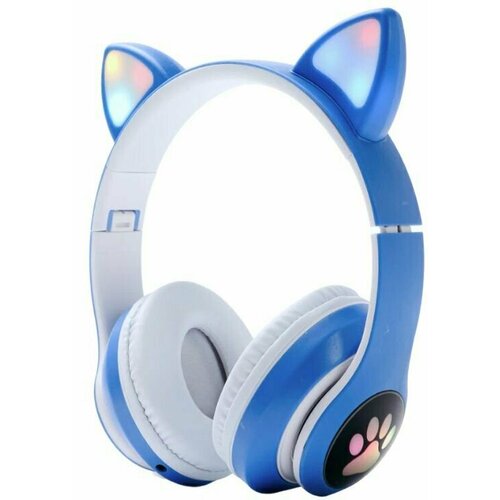 Беспроводные наушники Wireless Cat STN-28 светящиеся ушки и лапки кошки Bluetooth 50 цвет синий 52000₽