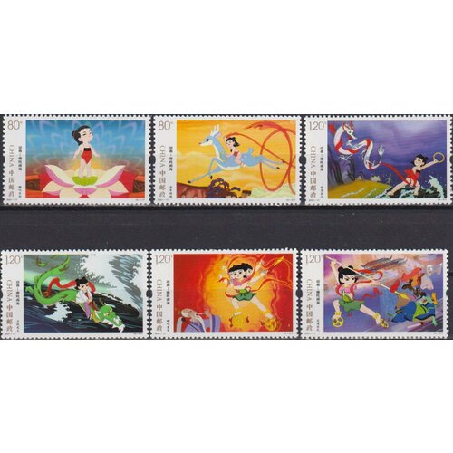 Почтовые марки Китай 2021г. Мультфильм Нэчжа Мультипликация MNH почтовые марки мальдивы 1996г персонажи уолта диснея посетили китай 2 мультипликация mnh
