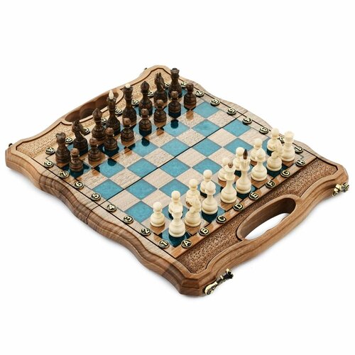 Шахматы + нарды резные Топаз 30 шахматы резные ручной работы богатыри из ореха и липы
