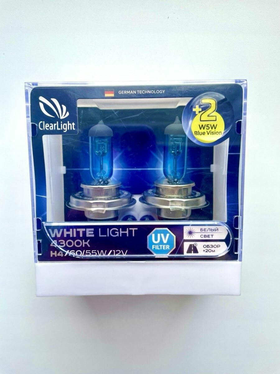 Автомобильные лампы H4 White-2 шт W5W BlueVision-2 шт