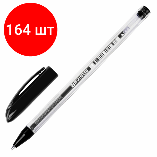 Комплект 164 шт, Ручка шариковая масляная BRAUBERG Rite-Oil, черная, корпус прозрачный, узел 0.7 мм, линия письма 0.35 мм, 142147