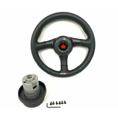 Спортивный руль 5155+PVC+ черный с адаптером на ВАЗ 2108,2109,21099,2113,2114,2115,2110,2111,2112