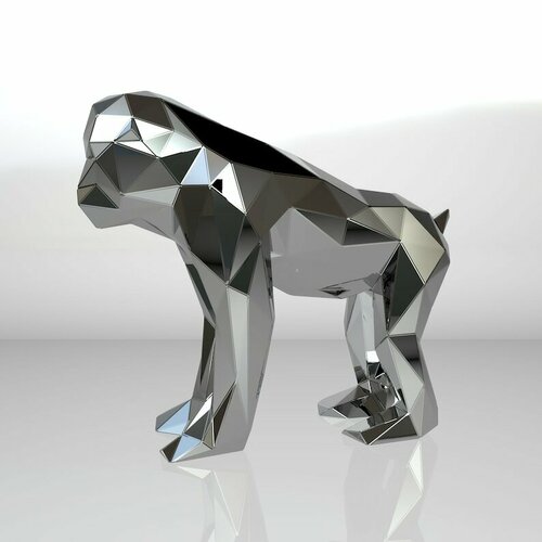 Полигональная фигура Обезьяна, геометрический полигональный металлический декор интерьера