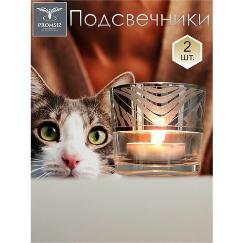 Подарочный набор стеклянных подсвечников PROMSIZ фэшн, 2 шт.