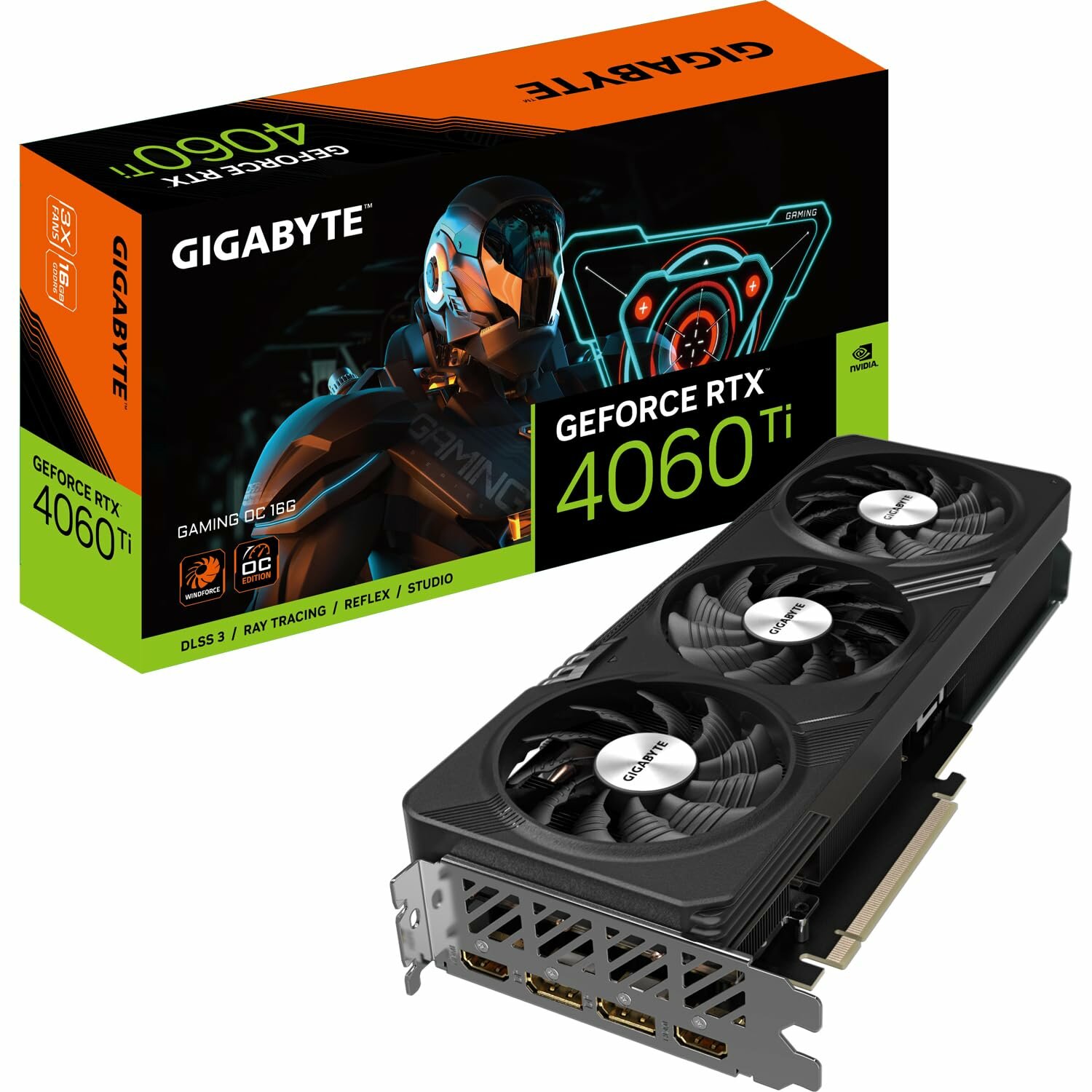 Видеокарта GIGABYTE NVIDIA GeForce RTX 4060TI GV-N406TGAMING OC-16GD 16ГБ Gaming, GDDR6, OC, Ret