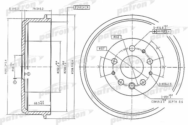 Барабан Тормозной PATRON арт. PDR1210