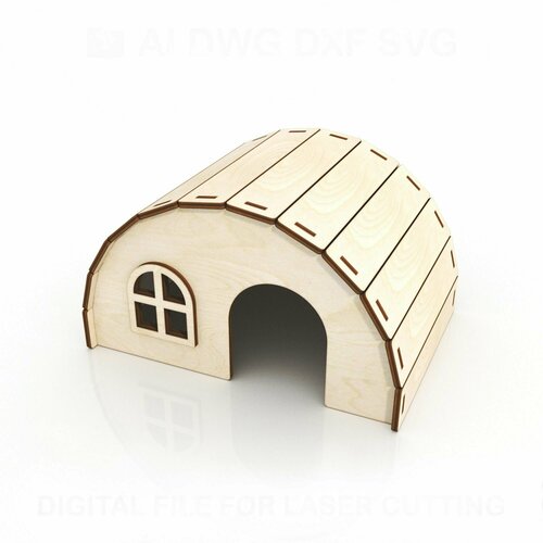 Домик для грызунов Хоббит 16х13х16 аксессуар в клетку из дерева 479₽