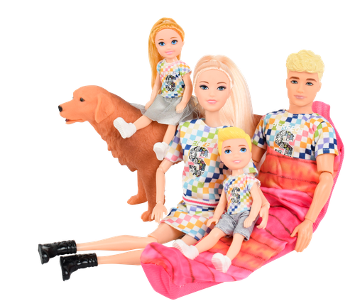 Набор кукол/Барби с семьей и собакой/