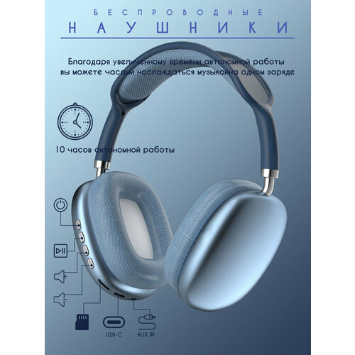 Беспроводные накладные наушники с микрофоном - синие 239900₽