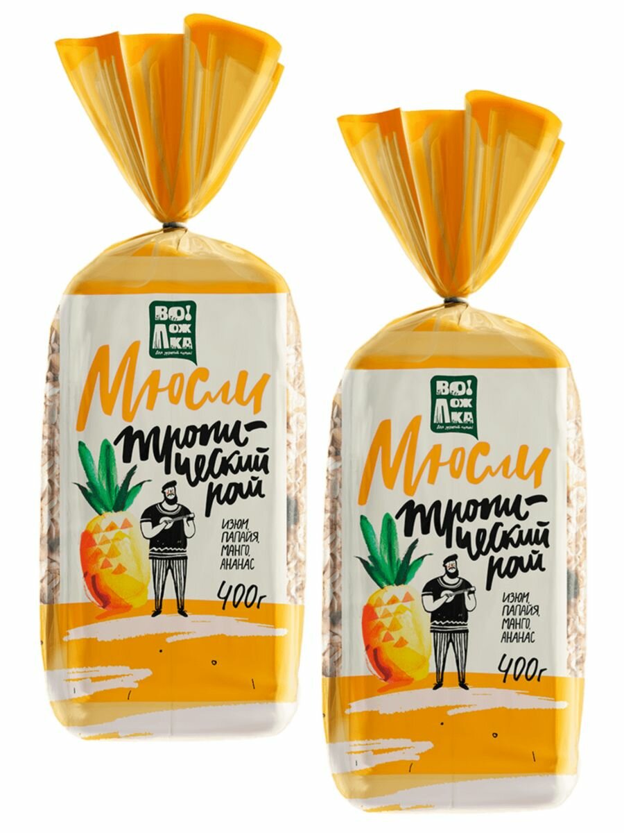 Мюсли «Тропический рай» 2шт по 400г (изюм, папайя, манго, ананас)