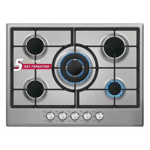 Встраиваемая газовая варочная панель Simfer H70W51M522 70 см нержавеющая сталь газ-контроль WOK конфорка 3199000₽