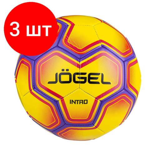 Комплект 3 штук, Мяч футбольный J? gel Intro №5, желтый (BC20) 1/30, УТ-00017588 комплект 2 штук мяч футбольный j gel intro 5 белый bc20 ут 00017587