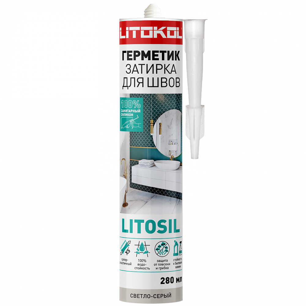 фото Герметик-затирка санитарный силиконовый LITOKOL LITOSIL 280 мл